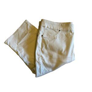 Chicos Jegging Capri Denim Sz 18/ Sz 3.5 No Stain Pull On White Stretchy NEW